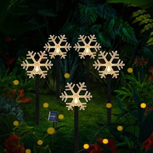 PLTCAT Yard Decoration Stake Lights Outdoor, Waterproof Garden Lights with 2-Lighting Modes, Solar Lights for Pathway, Lawn, Yard Decor (Snowflake)