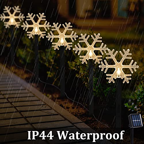 PLTCAT Yard Decoration Stake Lights Outdoor, Waterproof Garden Lights with 2-Lighting Modes, Solar Lights for Pathway, Lawn, Yard Decor (Snowflake)