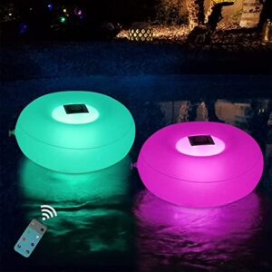 floating pool lights,15″ solar pool glow lights ball ip68 waterproof, light up pool lights that float with remote,hangable color changing led night light for pond,pool,garden-1pc