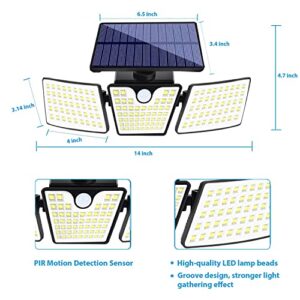 Ollivage Security Solar Lights Outdoor, LED Motion Sensor Flood Lights Outdoor, 6500K Super Bright Wide Angle, 3 Adjustable Heads, IP65 Waterproof, Fence Light Solar Powered for Outside Yard Garden