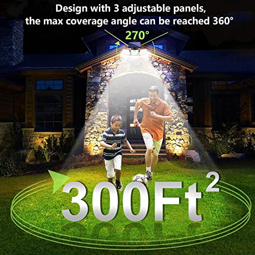 Ollivage Security Solar Lights Outdoor, LED Motion Sensor Flood Lights Outdoor, 6500K Super Bright Wide Angle, 3 Adjustable Heads, IP65 Waterproof, Fence Light Solar Powered for Outside Yard Garden