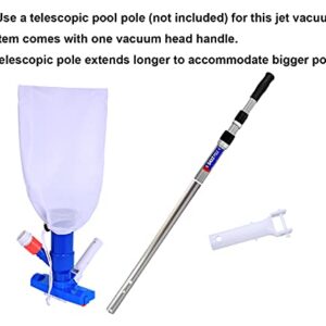 PoolSupplyTown Pool Spa Jet Vacuum Cleaner w/ Brush, Ideal for Frame Above Ground/Inflatable Pools, Spa, Hot Tub, Pond, Fountain Vacuuming, No Electric Power Needed, Use Water Pressure From Garden Hose to Vacuum (Use with A Telescopic Pool Pole, Not Inclu