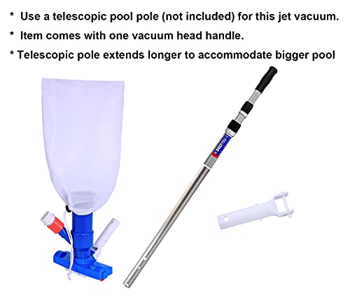 PoolSupplyTown Pool Spa Jet Vacuum Cleaner w/ Brush, Ideal for Frame Above Ground/Inflatable Pools, Spa, Hot Tub, Pond, Fountain Vacuuming, No Electric Power Needed, Use Water Pressure From Garden Hose to Vacuum (Use with A Telescopic Pool Pole, Not Inclu