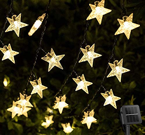 Darknessbreak Solar Christmas Lights Outdoor Star Lights String,35ft 50 LED Twinkle Fairy Solar String Lights Waterproof for Patio,Garden,Backyard,Lawn,Christmas Tree,Porch Decor.