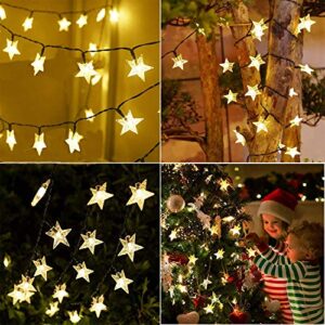 Darknessbreak Solar Christmas Lights Outdoor Star Lights String,35ft 50 LED Twinkle Fairy Solar String Lights Waterproof for Patio,Garden,Backyard,Lawn,Christmas Tree,Porch Decor.