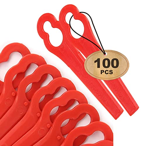 Chuancheng 100Pcs Plastic Cutter Blades Replacement for Stihl PolyCut 2-2 Garden Lawn Mower Trimmer Blades 4008 007 1000 Grass Cutter Tool (100)