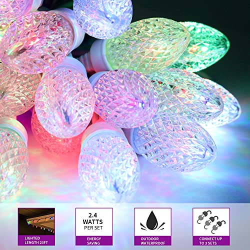 Eva's Light C9 LED Christmas Lights Outdoor, 23ft RGB Color Changing Christmas Lights C9, 20 LED Bulbs Multicolor Connectable C9 Christmas String Lights Waterproof for Garden Party Yard Patio