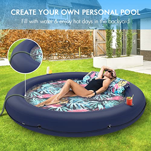 LUSVNEX Tanning Pool Lounger Float, Suntan Tub for Sunbathing, Inflatable Pool Floats Adult Size for Outdoor, Backyard, Swimming Pool