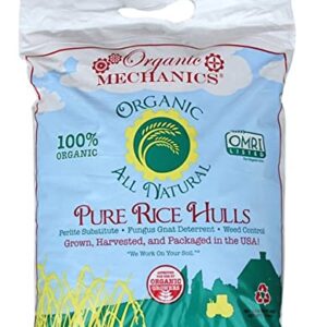 Organic Mechanics Pure Rice Hulls - Perlite Substitute Soil Amendment for Gardens, 8 Quart Bag