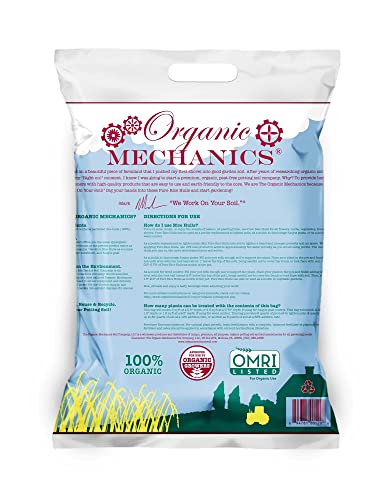 Organic Mechanics Pure Rice Hulls - Perlite Substitute Soil Amendment for Gardens, 8 Quart Bag