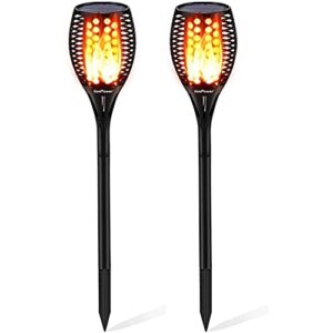 Koopower Solar Flame Torch, 96 LED Solar Lights Outdoor Decorative with Flickering Flame, Waterproof Outdoor Lights for Garden Landscape Yard Pathway Patio(2 PACK)