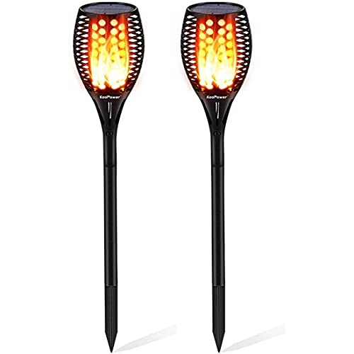 Koopower Solar Flame Torch, 96 LED Solar Lights Outdoor Decorative with Flickering Flame, Waterproof Outdoor Lights for Garden Landscape Yard Pathway Patio(2 PACK)