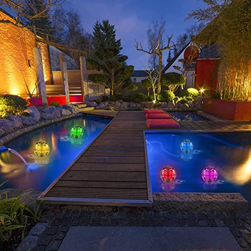 Linkax Solar Floating Pool Lights, Floating Pool Lights for Swimming Pool, Color Changing Waterproof LED Solar Pool Lights, Pool Accessories for Pool Pond Fountain Tub Garden Party Home Decor (2Pack)