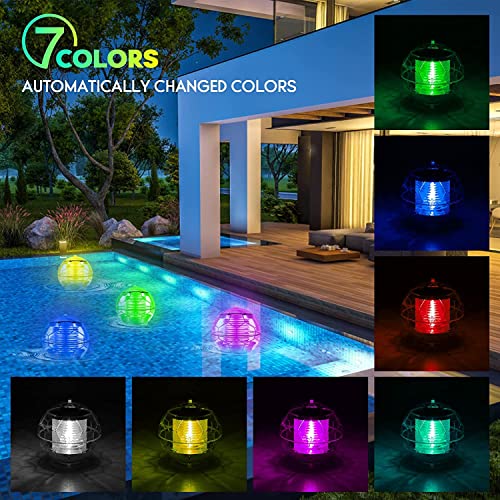 Linkax Solar Floating Pool Lights, Floating Pool Lights for Swimming Pool, Color Changing Waterproof LED Solar Pool Lights, Pool Accessories for Pool Pond Fountain Tub Garden Party Home Decor (2Pack)