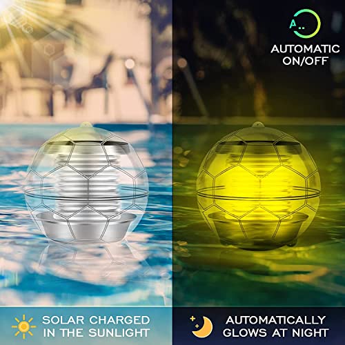 Linkax Solar Floating Pool Lights, Floating Pool Lights for Swimming Pool, Color Changing Waterproof LED Solar Pool Lights, Pool Accessories for Pool Pond Fountain Tub Garden Party Home Decor (2Pack)