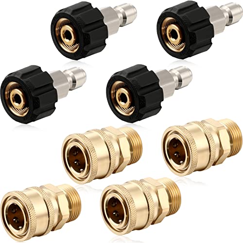 Shimeyao 8 Pieces Pressure Washer Adapter Set, Pressure Washer Quick Connect Fittings, M22 to 3/8 inch Quick Connect, Pressure Washer Hose Adapter for Pressure Garden Washer Hoses, 5000 Psi