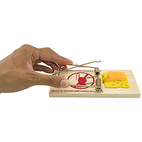 Southern Homewares Wooden Snap Spring Action Rat Trap with Expanded Cheese Shaped Trigger