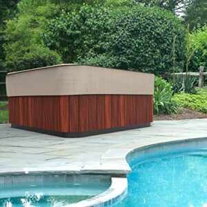 Budge P9A17PM1 English Garden Square Hot Tub Cover Heavy Duty and Waterproof, Large, Tan Tweed