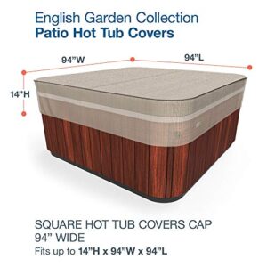 Budge P9A17PM1 English Garden Square Hot Tub Cover Heavy Duty and Waterproof, Large, Tan Tweed