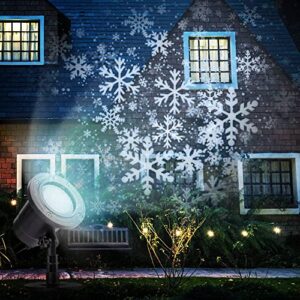 christmas projector lights outdoor, moving snowflakes projector led christmas lights, waterproof projector decorating stage light, indoor outdoor snowfall holiday party garden landscape