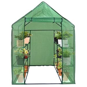 bbbuy 2-tier mini greenhouse 8 shelves garden plant flower house grow tent indoor outdoor with pe cover and roll-up zipper door greenhouse, grow plant herbs flowers warm house