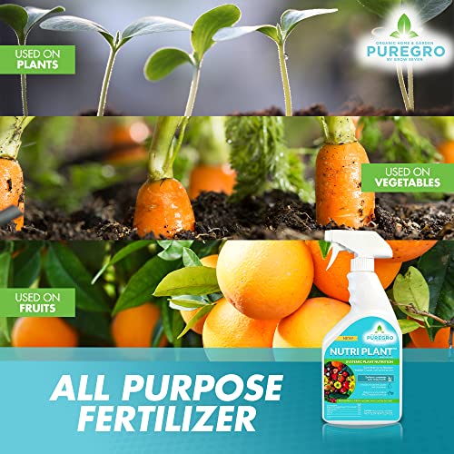 PureGro Nutri Plant - Plant Food with Micro Nutrients - Indoor Plant Fertilizer & Outdoor Plant Fertilizer - Suitable for All Vegetables, Plants & Gardens - Plant Food Fertilizer (24 oz Spray Bottle)