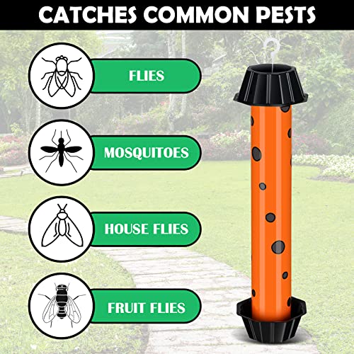 Qualirey 12 Pcs Sticky Fly Trap Fly Stick Indoor Outdoor Long Lasting Adhesive Fly Catcher with Hanging Hook for Wasps Gnats Bugs Insects Moths Fruit Flies Mosquitoes Spiders Fleas