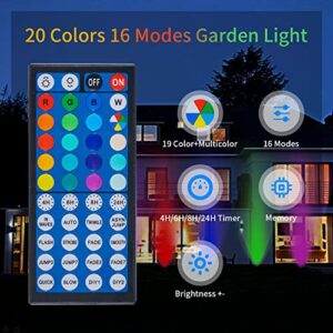 Landscape Lighting,RGB Spotlight with Remote Timer 20 Colors 16 Modes Low Voltage Landscape Lights, 18W 21M Color Changing Garden Lights Outdoor Lights for Yard Lawn Tree Patio Wall Décor -6 Pack