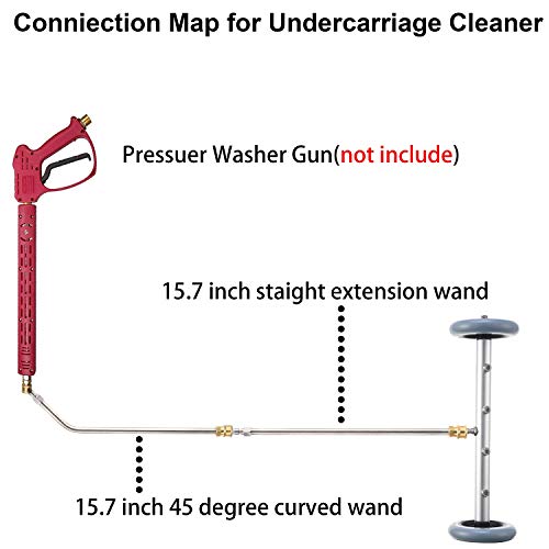 RIDGE WASHER Pressure Washer Undercarriage Cleaner, 16 Inch Undercarriage Washer, Pressure Washer Under Car Cleaner with Straight Extension Wand, 4000 PSI