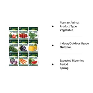 Purely Organic Products Vegetable Garden Starter Kit (Over 3500 Open Pollinated, Organic, Non-GMO, Heirloom Seeds) Cucumber, Watermelon, Onion, Eggplant, Snap Pea, Sweet Pepper, Carrot & Spring Onion