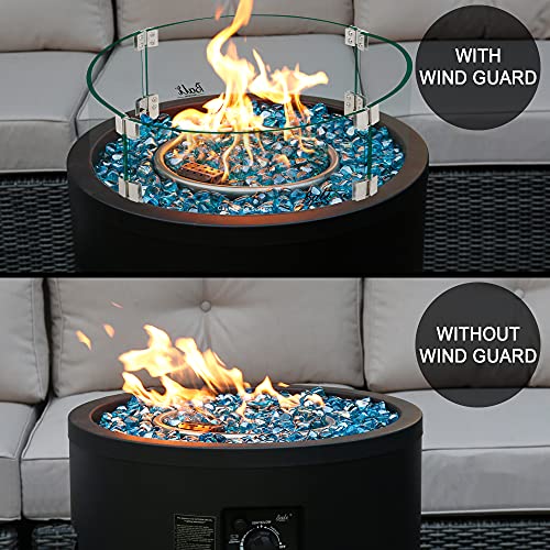 BALI OUTDOORS Round Gas Fire Pit Glass Wind Guard, 20 x 6 inch Clear Tempered Glass Flame Shield, Fire Table Accessory Shield for Outdoor, Garden, Patio, Backyard