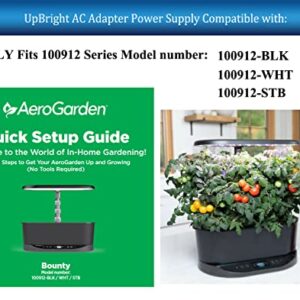 UpBright 24V [UL Listed] AC/DC Adapter Compatible with AeroGarden 100912-BLK 100912-WHT 100912-STB 100913-BSS 100913-PPL 100913-PRE Aero Garden Bounty Elite Indoor Hydroponic Herb LED Grow Light Power