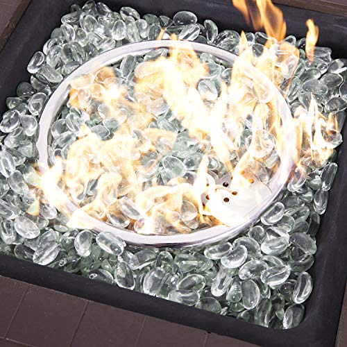 Nuu Garden 30-Inch Propane Fire Pit Table, 40,000 BTU Steel Fire Table for Outside with Lid and Fire Glass Beads and Cover for Parties, Patio, Backyard, Brown