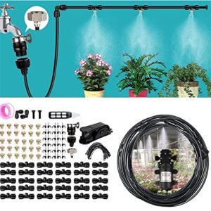 outdoor misting cooling system kit with 24v silent pump & brass sprayers & filter, patio misters mister system drip irrigation system for outside patio, garden cooling system diy m(size:30m/98.4ft,)