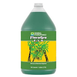 general hydroponics floragro 2-1-6, use with floramicro & florabloom, provides nutrients for structural & foliar growth, ideal for hydroponics, 1-gallon