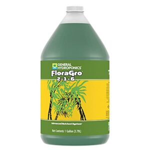 General Hydroponics FloraGro 2-1-6, Use With FloraMicro & FloraBloom, Provides Nutrients For Structural & Foliar Growth, Ideal For Hydroponics, 1-Gallon