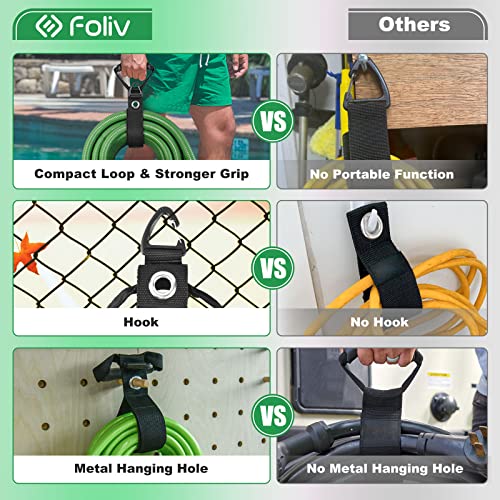 FOLIV 2 Pack Storage Straps 3 in 1 Multifunction, Heavy Duty Storage Straps for Cables, Hoses and Ropes, Extension Cord Organizer with Handle for Pool Hoses, Garden Hoses, Cords - 28inches