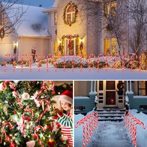 Christmas Candy Cane Lights Pathway Markers Outdoor Christmas Decorations Yard, 10 Pack 22" Waterproof Xmas Candy Cane Lights with 8 Modes & Stakes, for Holiday Party Walkway Patio Garden Indoor Decor