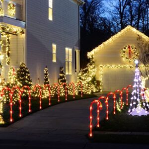 Christmas Candy Cane Lights Pathway Markers Outdoor Christmas Decorations Yard, 10 Pack 22" Waterproof Xmas Candy Cane Lights with 8 Modes & Stakes, for Holiday Party Walkway Patio Garden Indoor Decor