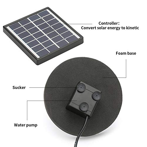 Solar Power Water Pump - Garden Fountain Pool Watering Pond Pump Pool Aquarium Fish Tank with Separate Solar Panel & 6 Sprayer Adapters(Black)