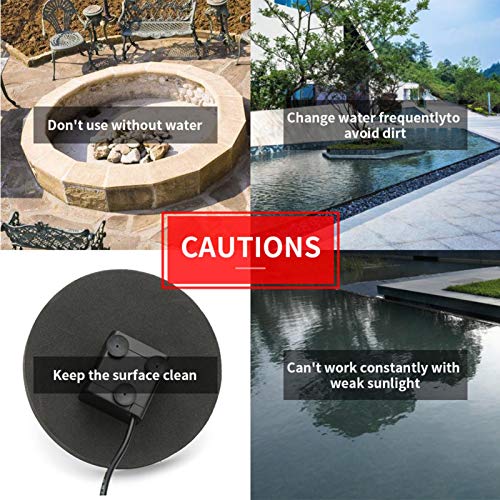 Solar Power Water Pump - Garden Fountain Pool Watering Pond Pump Pool Aquarium Fish Tank with Separate Solar Panel & 6 Sprayer Adapters(Black)