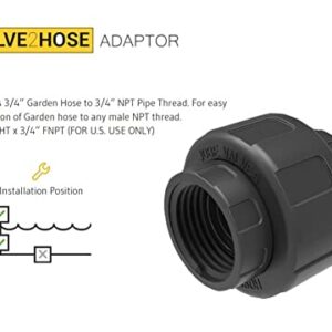 Jobe Valves J-ADF100 Garden Hose Adaptor, 3/4" GHT x 3/4" NPT with Swivel, 150PSI, Black UV Reinforced Nylon Material with Nitrile Seals