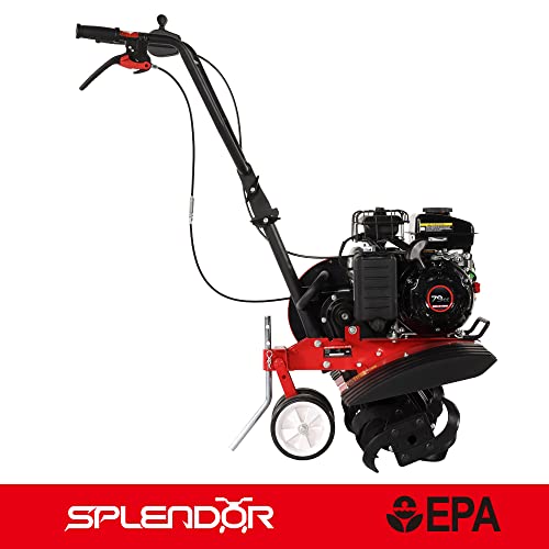 SPLENDOR 4-Cycle Gas Powered Tiller 79cc with Handle and Width Adjustable 24in