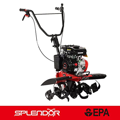 SPLENDOR 4-Cycle Gas Powered Tiller 79cc with Handle and Width Adjustable 24in