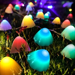 fedine set of 20pcs mushroom solar lights, 8 modes 600mah solar fairy lights outdoor, mini solar garden decorations for backyard,wedding, party, christmas, ip44 waterproof (colorful)