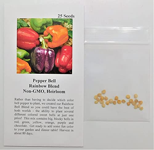 David's Garden Seeds Pepper Bell Rainbow Blend FBA-00049 (Multi) 25 Non-GMO, Heirloom Seeds