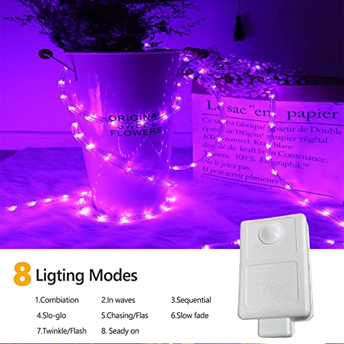 50ft 360 LED Rope Lights Outdoor, Connectable and Flexible Tube Lights with 8 Modes, Waterproof Indoor Outdoor LED Rope Lighting for Deck, Garden, Pool, Patio, Wedding, Xmas Decorations (Purple)