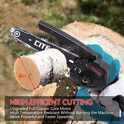 CITELER Mini Chainsaw 6-Inch, Cordless Power Chain Saws with 2 Batteries, Portable Handheld Small Chainsaw for Tree Trimming Branch Wood Cutting