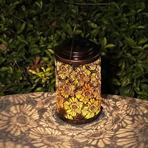 solar lanterns outdoor hanging solar lights metal led decorative garden,patio,courtyard,lawn,yard,pathway with hollowed-out design