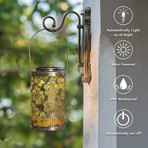 Solar Lanterns Outdoor Hanging Solar Lights Metal LED Decorative Garden,Patio,Courtyard,Lawn,Yard,Pathway with Hollowed-Out Design